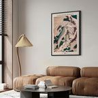 Vertical Crane Birds Oriental Canvas Print