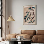 Vertical Crane Birds Oriental Canvas Print