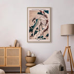 Vertical Crane Birds Oriental Canvas Print