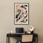 Vertical Crane Birds Oriental Canvas Print