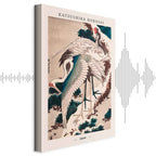 Vertical Crane Birds Oriental Canvas Print