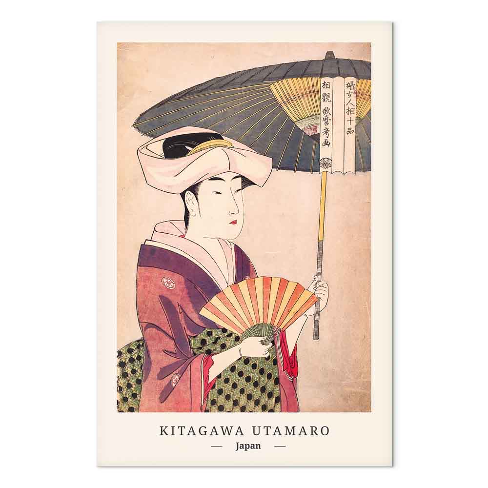 Colorful Woman With Umbrella Oriental Canvas Print