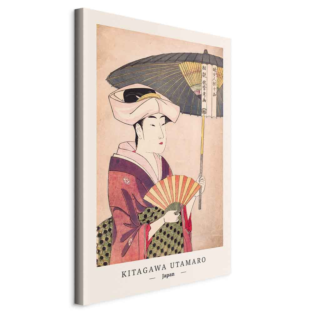 Colorful Woman With Umbrella Oriental Canvas Print