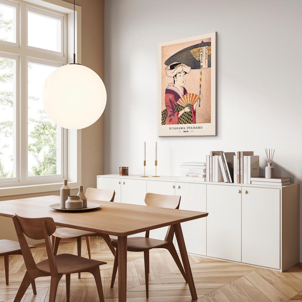 Colorful Woman With Umbrella Oriental Canvas Print