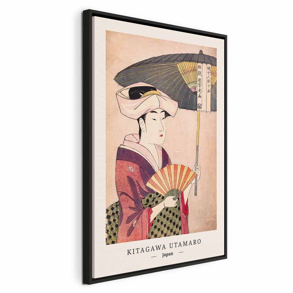 Colorful Woman With Umbrella Oriental Canvas Print