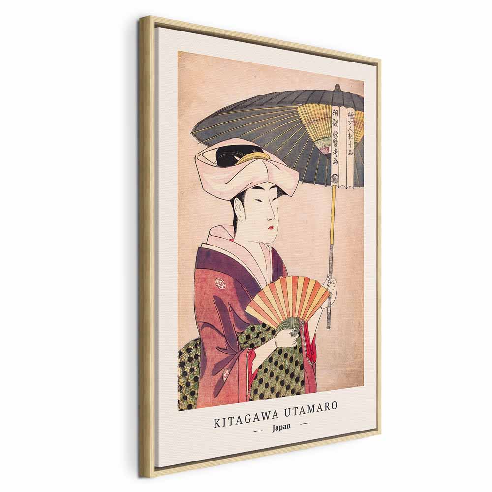 Colorful Woman With Umbrella Oriental Canvas Print