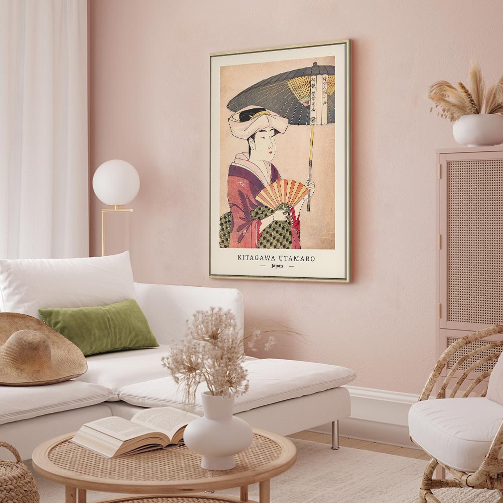 Colorful Woman With Umbrella Oriental Canvas Print