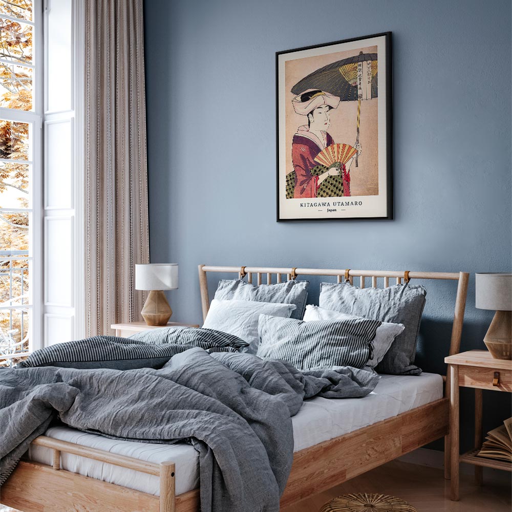 Colorful Woman With Umbrella Oriental Canvas Print