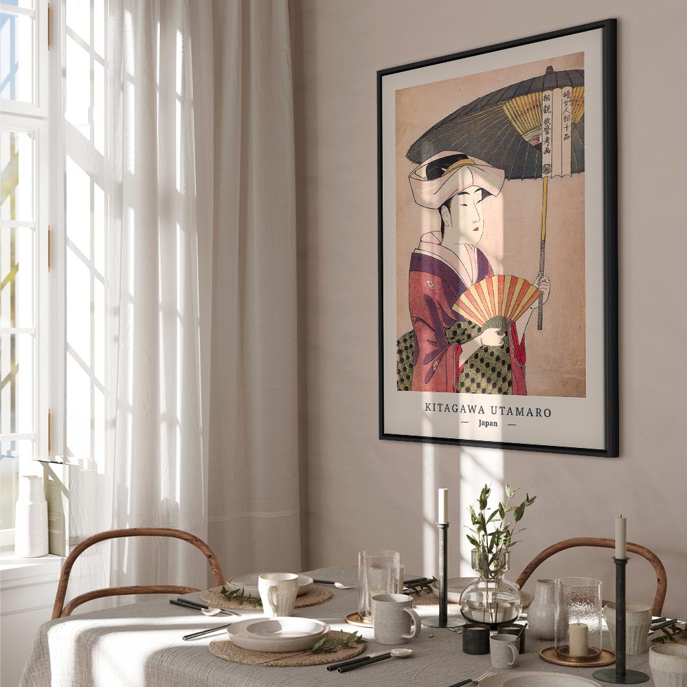 Colorful Woman With Umbrella Oriental Canvas Print