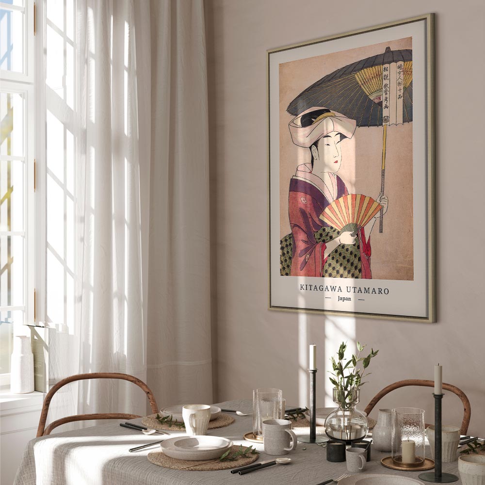 Colorful Woman With Umbrella Oriental Canvas Print