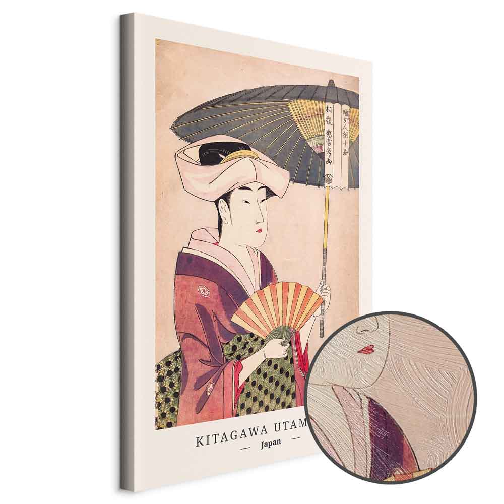 Colorful Woman With Umbrella Oriental Canvas Print