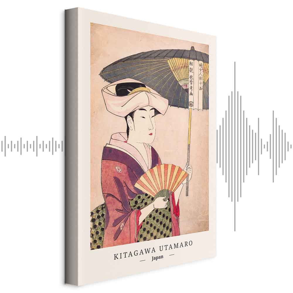 Colorful Woman With Umbrella Oriental Canvas Print