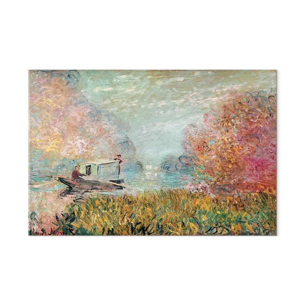Monet Boat on the Seine Impressionist Canvas Print
