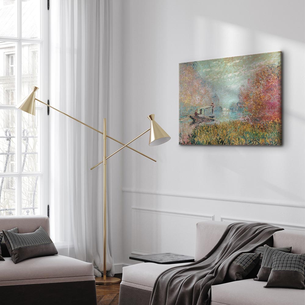 Monet Boat on the Seine Impressionist Canvas Print