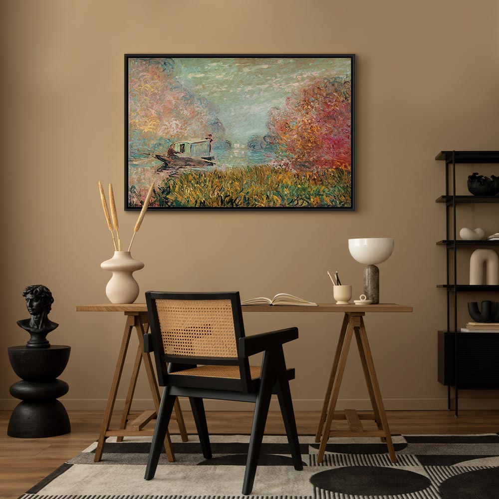 Monet Boat on the Seine Impressionist Canvas Print