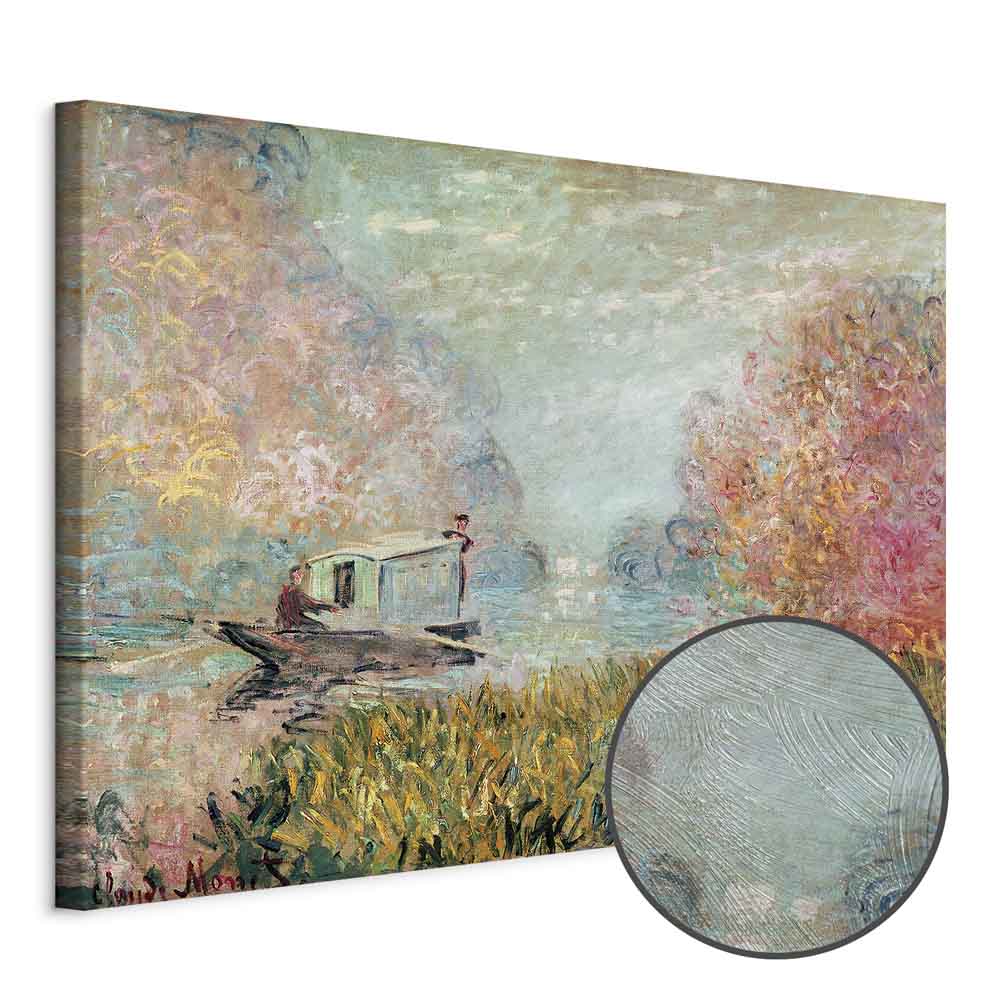 Monet Boat on the Seine Impressionist Canvas Print