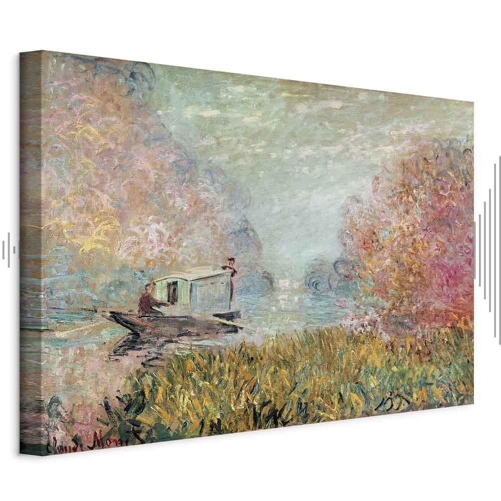 Monet Boat on the Seine Impressionist Canvas Print