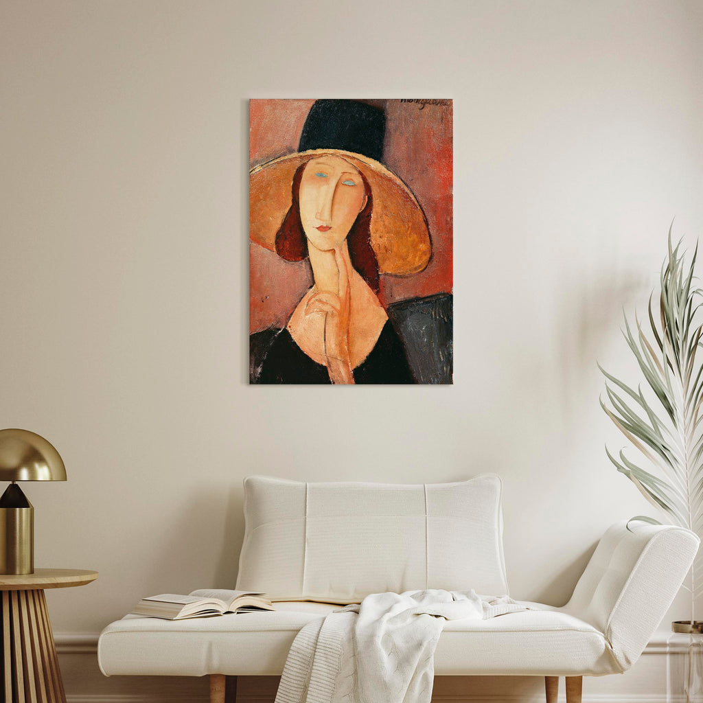 Canvas Print Portrait: Jeanne Hebuterne in a Large Hat