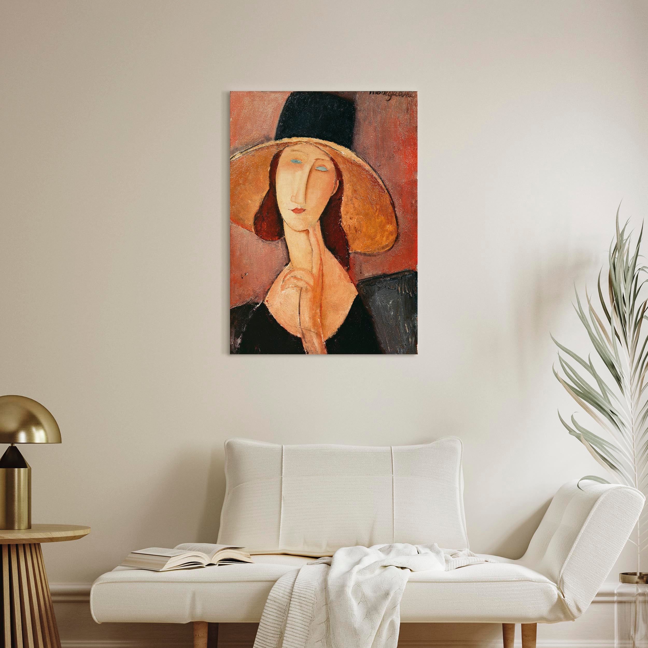 Canvas Print Portrait: Jeanne Hebuterne in a Large Hat