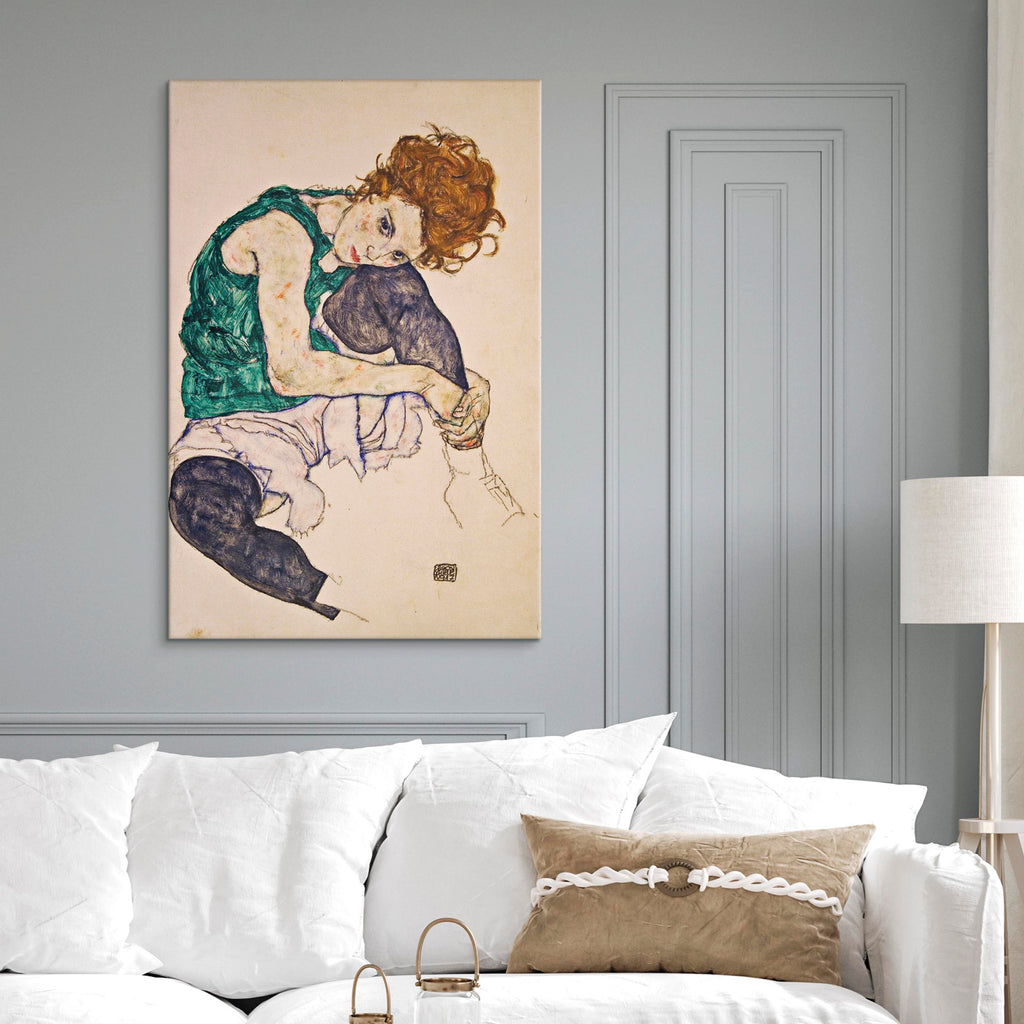 Canvas Print Seated Woman Drawn Up