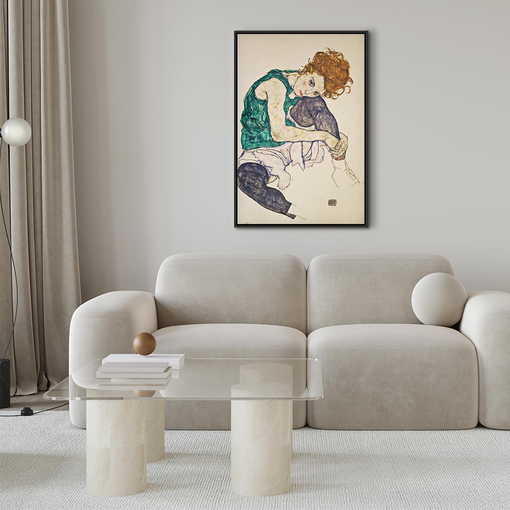 Canvas Print Seated Woman Drawn Up