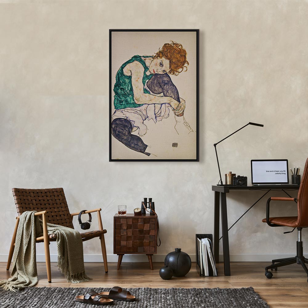 Canvas Print Seated Woman Drawn Up