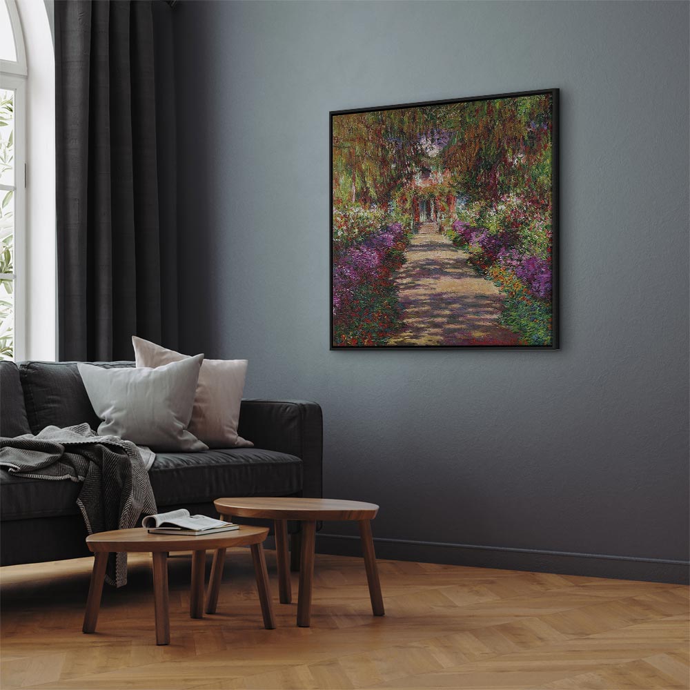 Monet Garden Pathway Colourful Canvas Print
