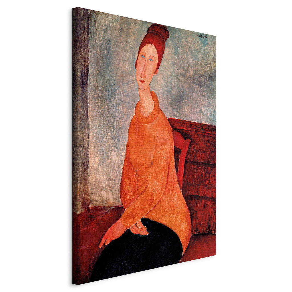 Leinwanddruck Jeanne Hebuterne in einem gelben Pullover