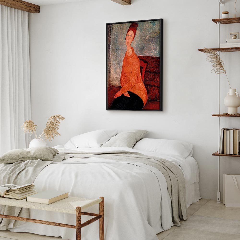 Leinwanddruck Jeanne Hebuterne in einem gelben Pullover