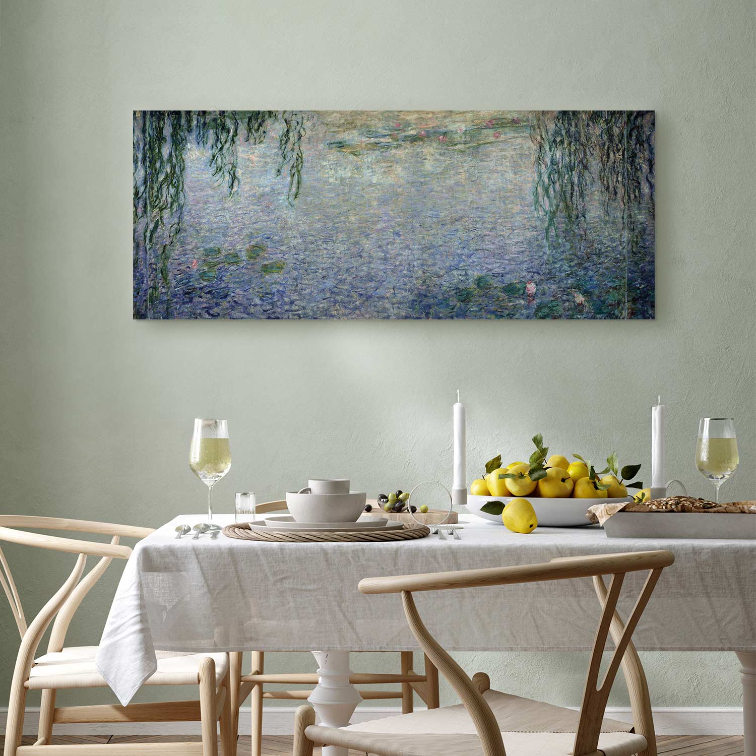Monet Water Lilies Clear Morning Canvas Print
