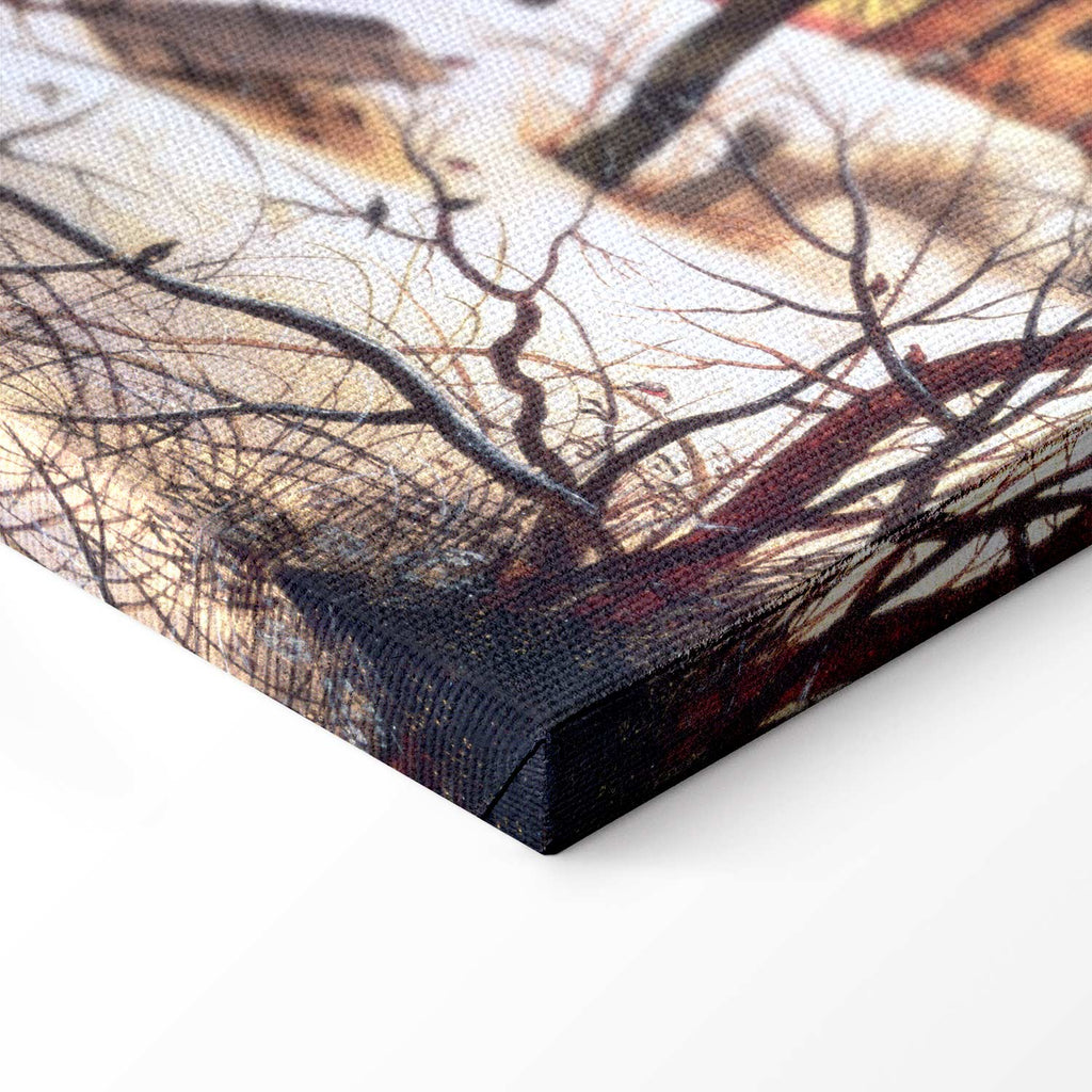 Winter Village Landscape Classic Canvas Print