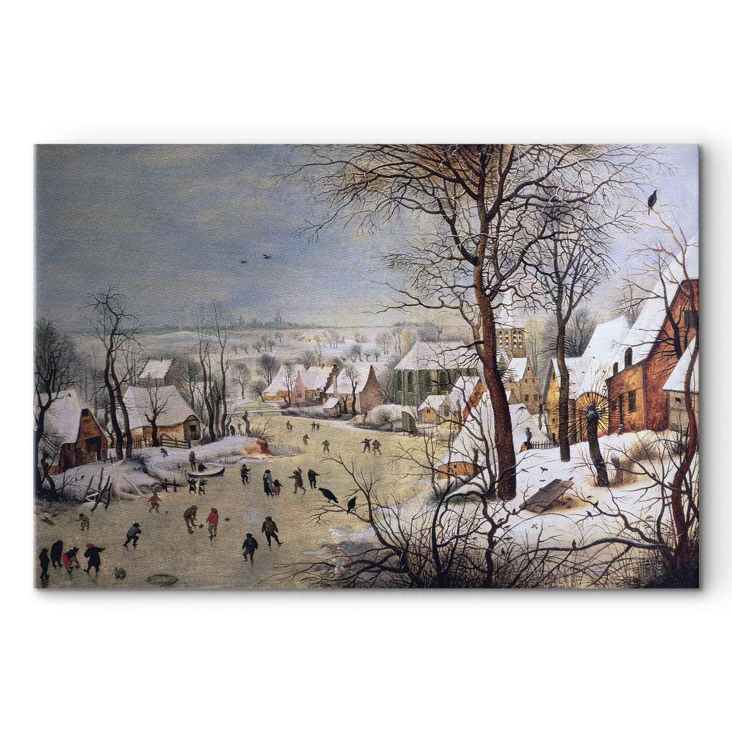 Winter Village Landscape Classic Canvas Print