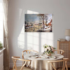 Winter Village Landscape Classic Canvas Print
