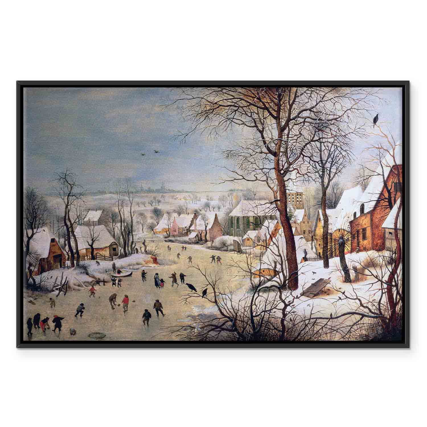 Winter Village Landscape Classic Canvas Print