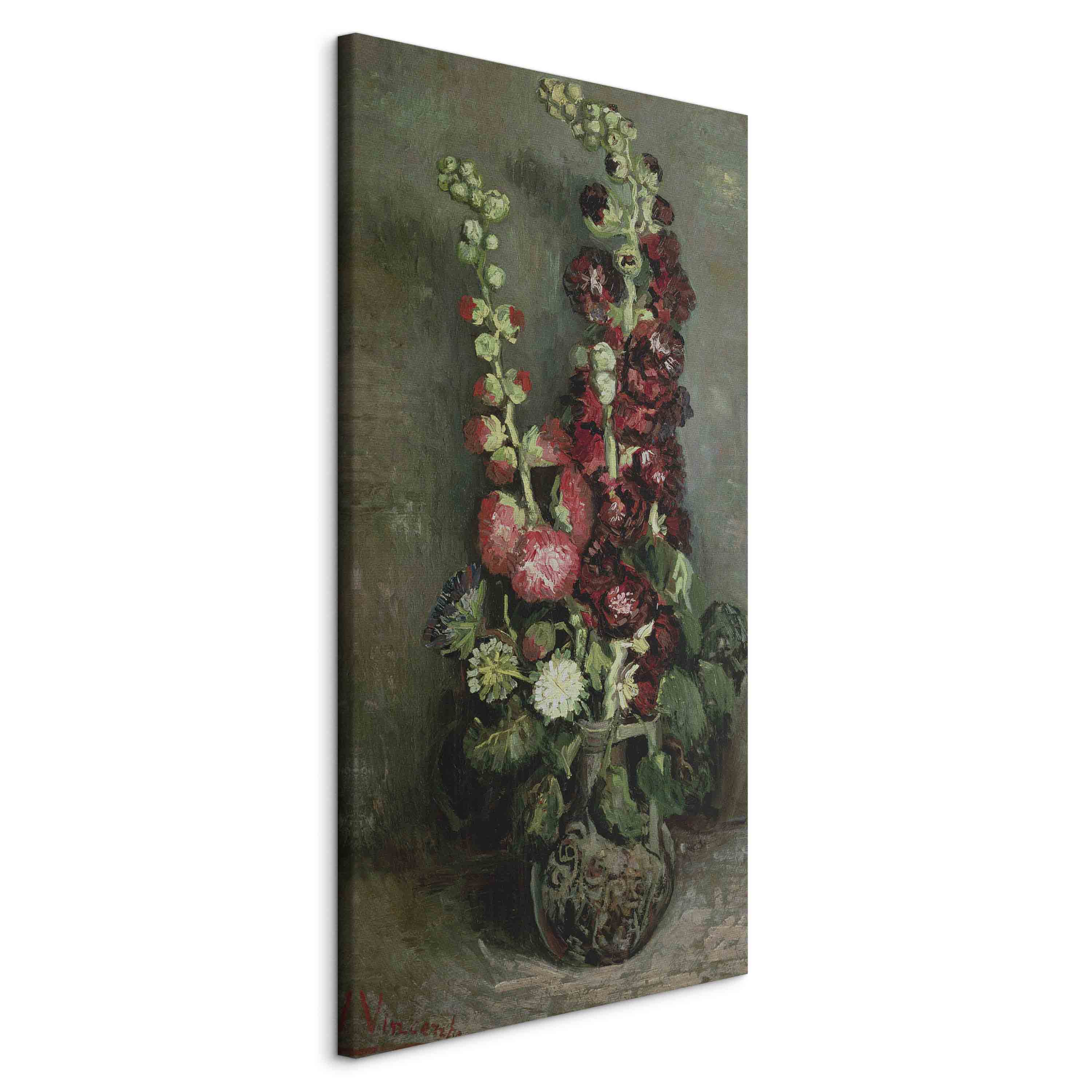 Canvas Print Vase of Hollyhocks by Vincent van Gogh