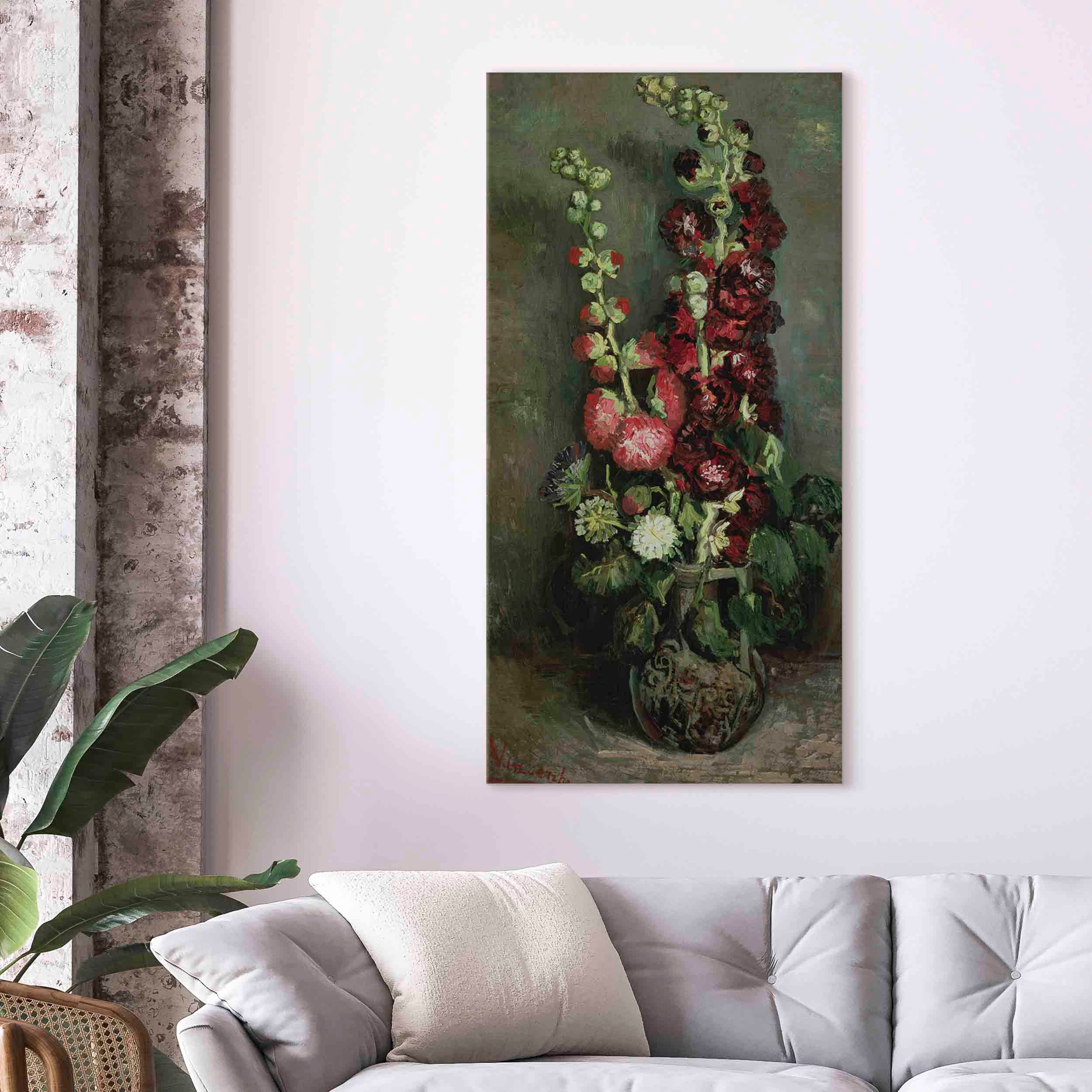 Canvas Print Vase of Hollyhocks by Vincent van Gogh