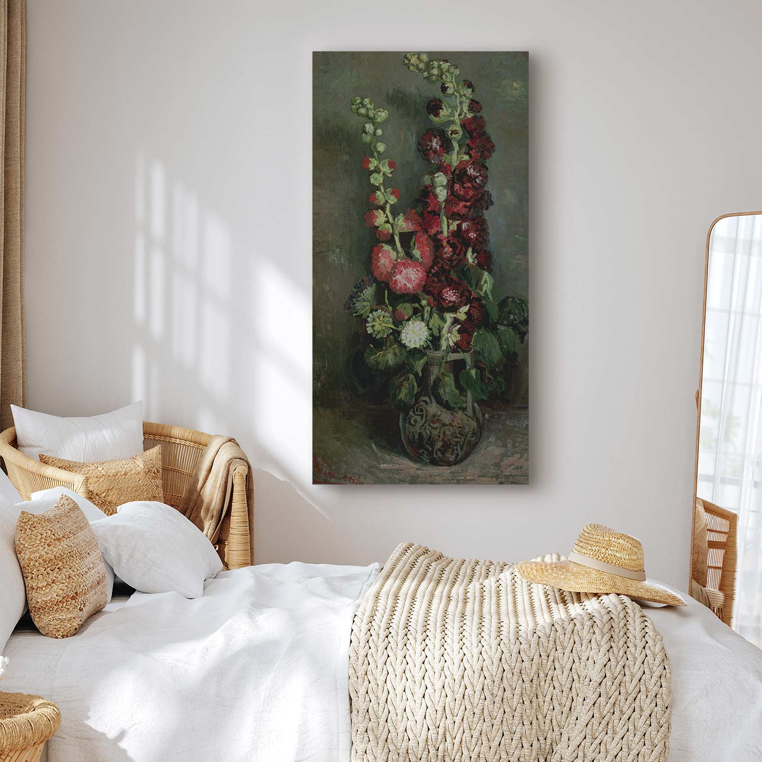 Hollyhocks Still Life Classic Canvas Print