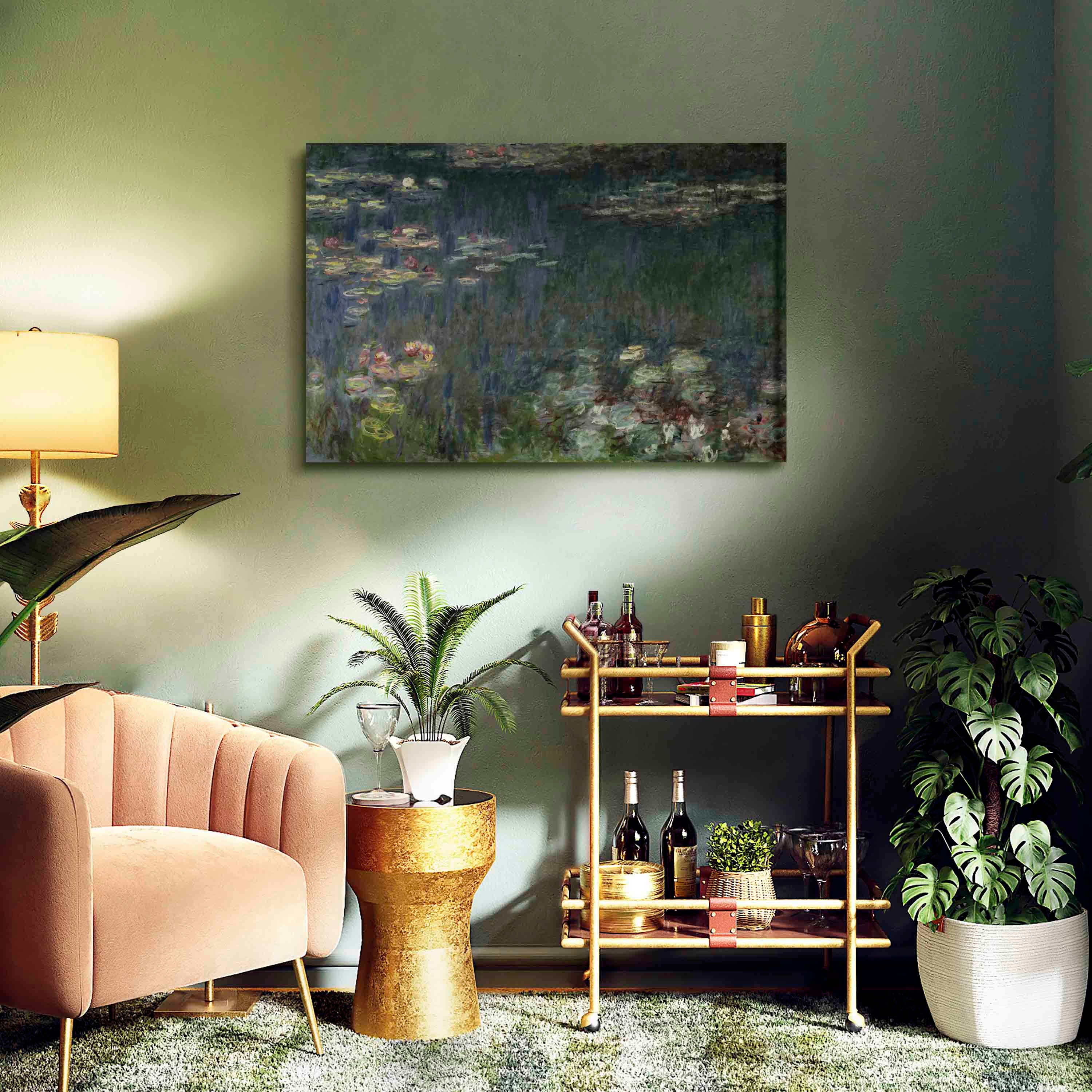 Canvas Print Waterlilies: Green Reflections