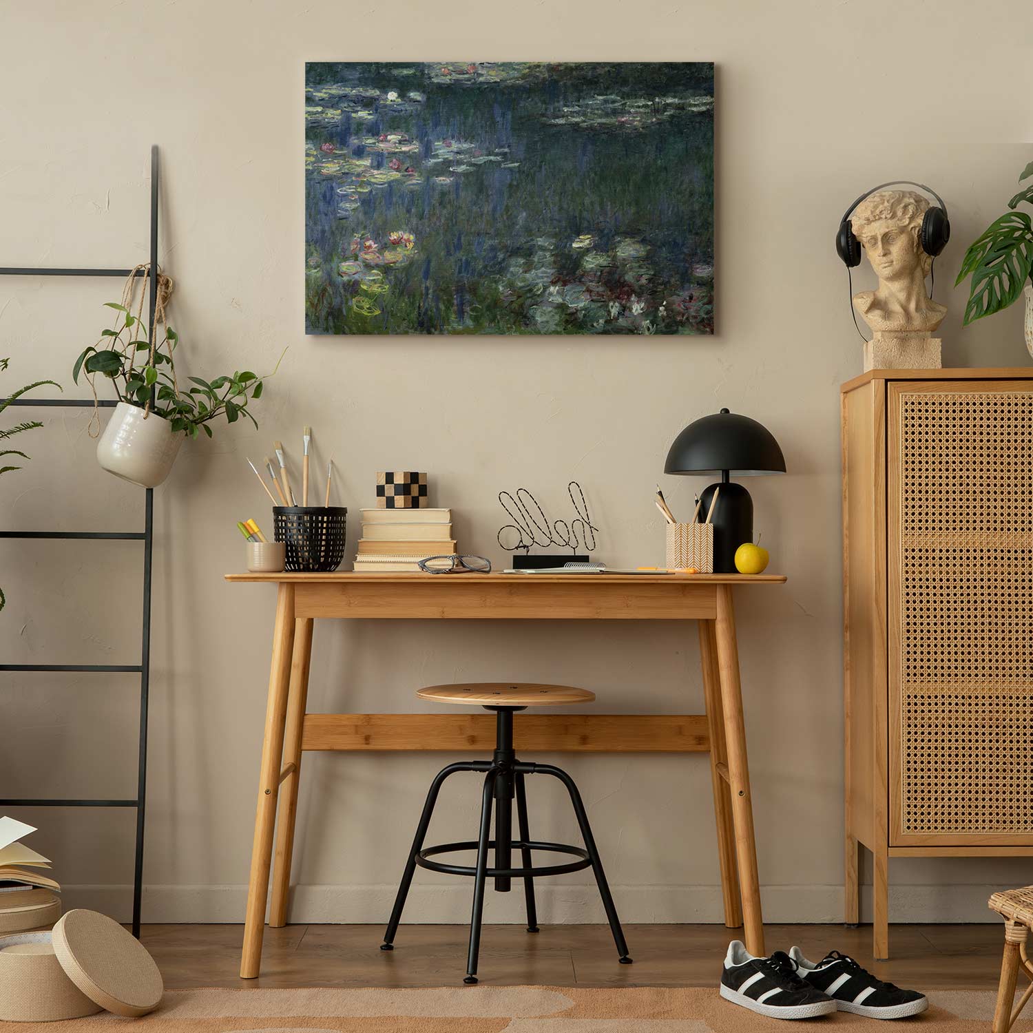 Monet Waterlilies Green Reflections Canvas Print