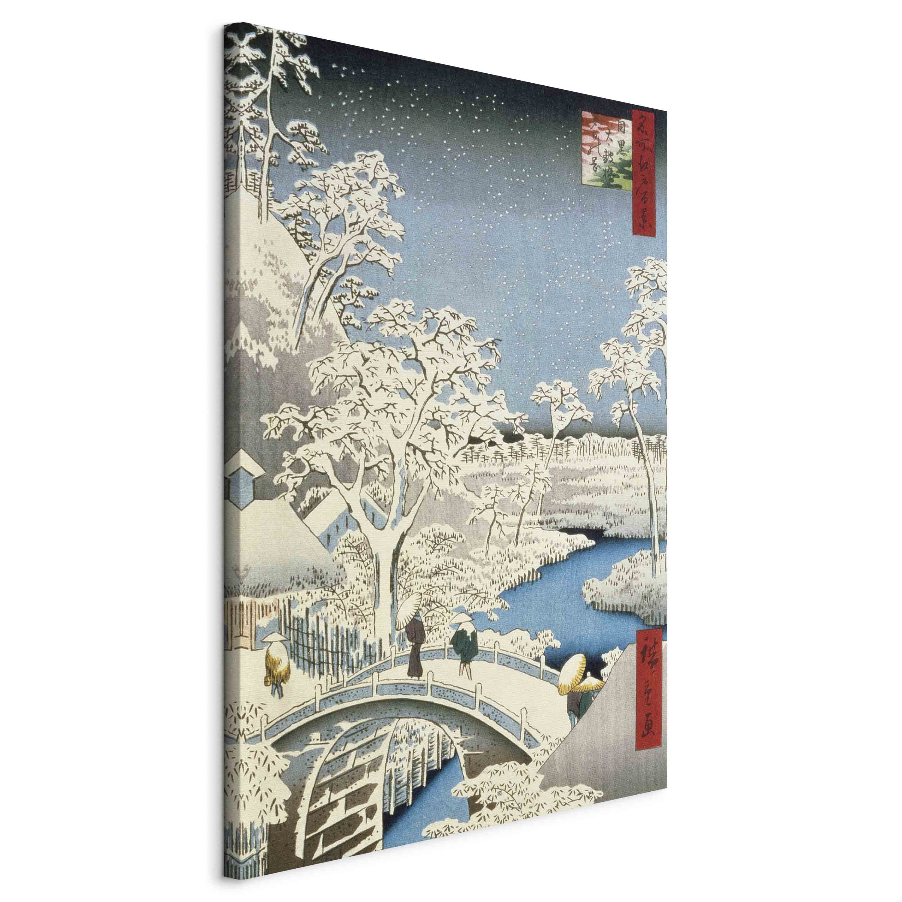 Canvas Print Drum Bridge and Setting Sun Hill (Hiroshige-inspired)