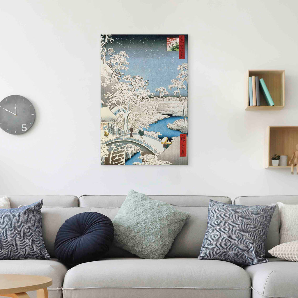 Canvas Print Drum Bridge and Setting Sun Hill (Hiroshige-inspired)