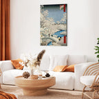 Canvas Print Drum Bridge and Setting Sun Hill (Hiroshige-inspired)