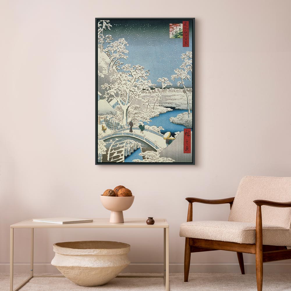 Canvas Print Drum Bridge and Setting Sun Hill (Hiroshige-inspired)