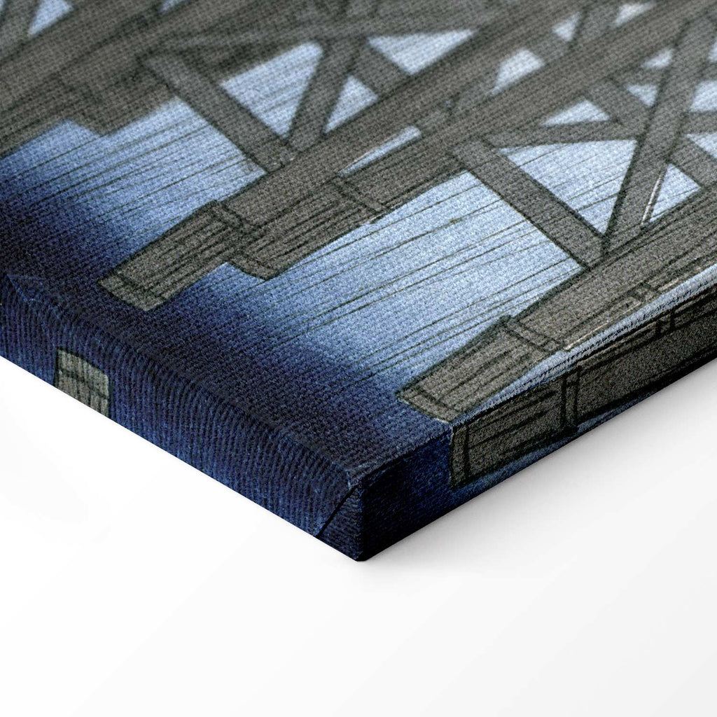 Sudden Shower Bridge Scene Classic Canvas Print