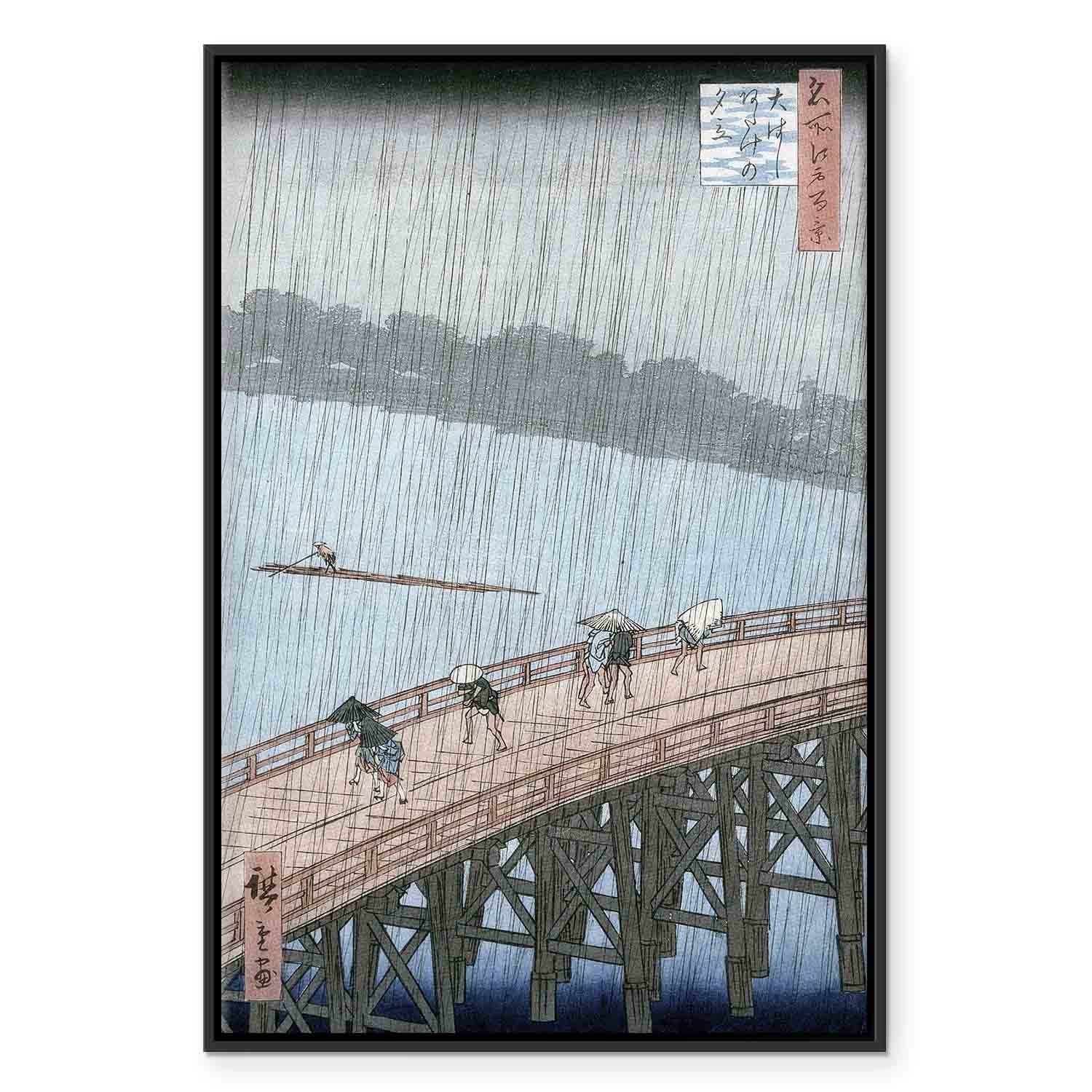 Sudden Shower Bridge Scene Classic Canvas Print