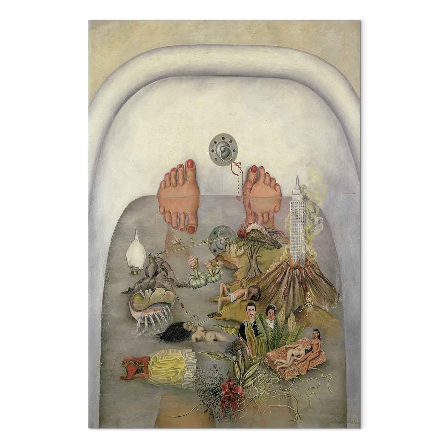 Frida Kahlo Surrealist Bath Scene Canvas Print