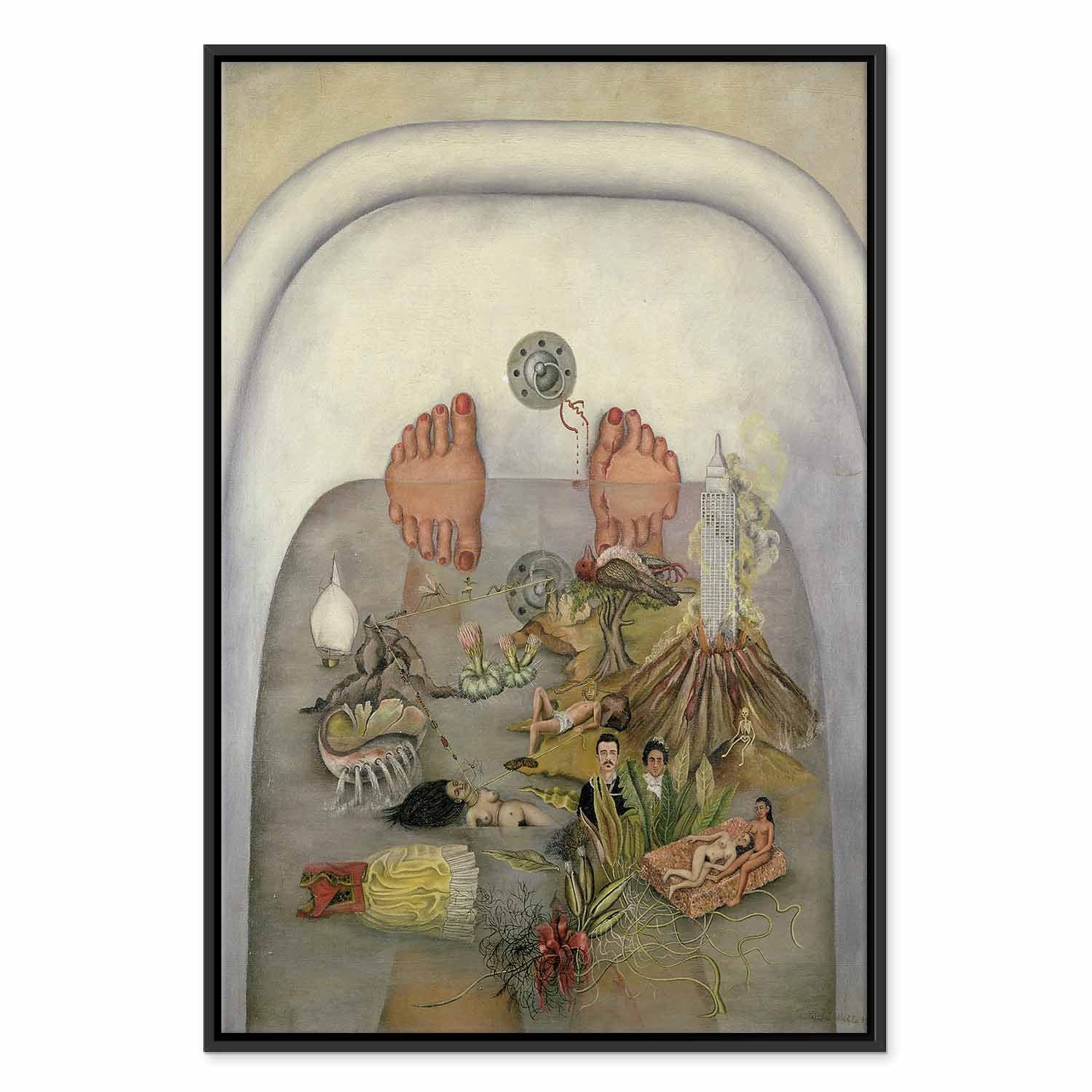 Frida Kahlo Surrealist Bath Scene Canvas Print