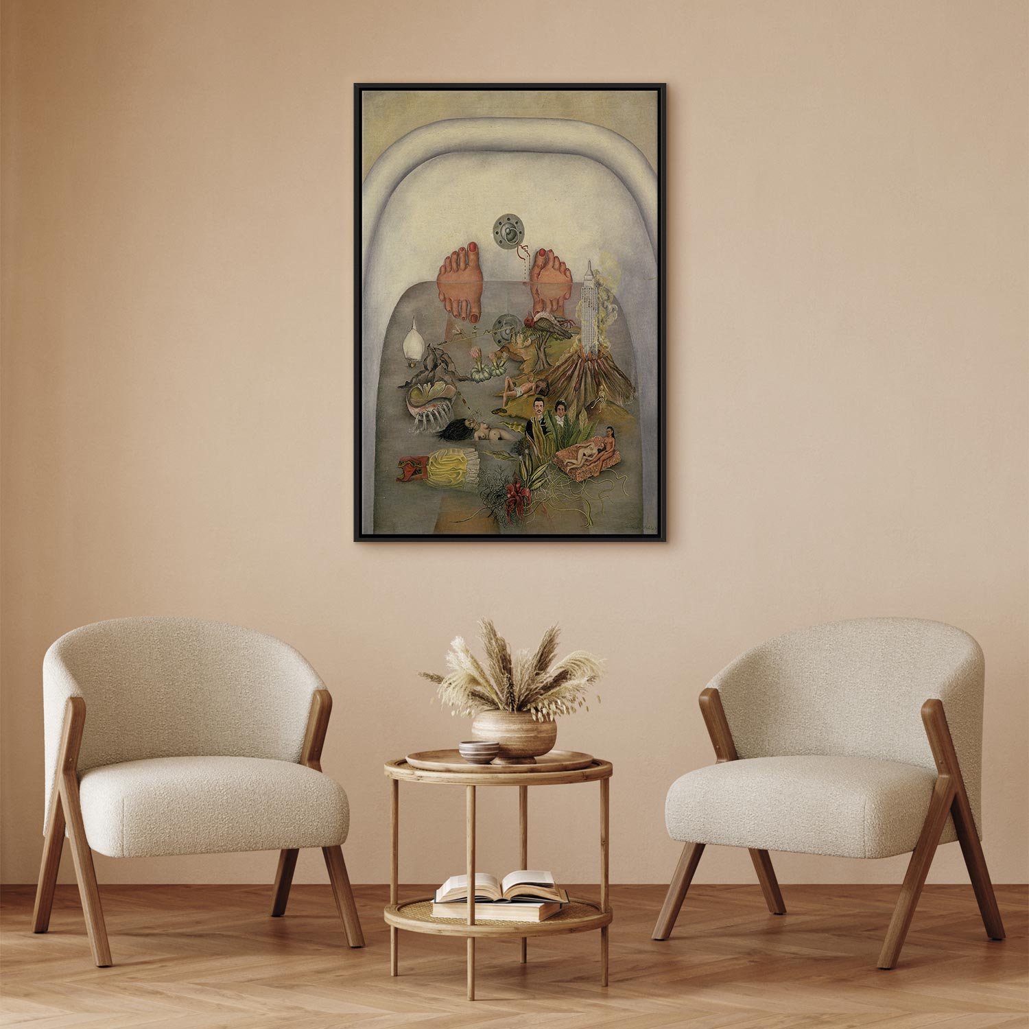 Frida Kahlo Surrealist Bath Scene Canvas Print