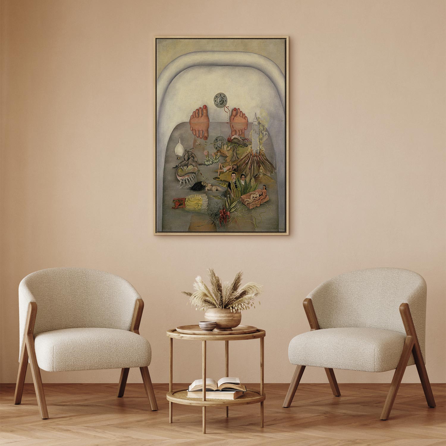 Frida Kahlo Surrealist Bath Scene Canvas Print