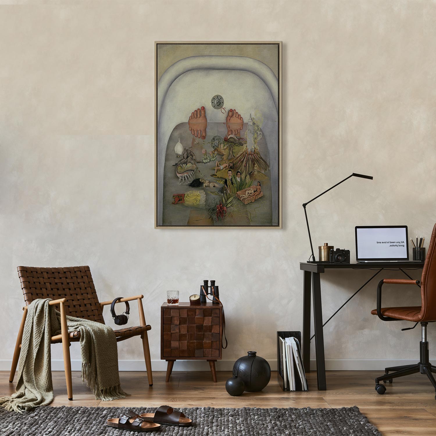 Frida Kahlo Surrealist Bath Scene Canvas Print